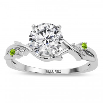 Peridot Vine Leaf Solitaire Engagement Ring in Palladium (0.02ct)