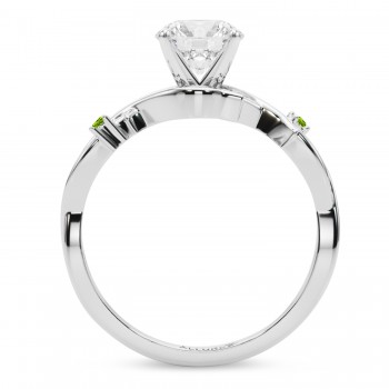 Peridot Vine Leaf Solitaire Engagement Ring in Palladium (0.02ct)