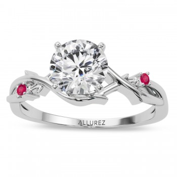 Ruby Vine Leaf Solitaire Engagement Ring in Palladium (0.02ct)