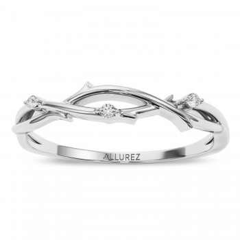 Lab Grown Diamond Vine Leaf Ring Wedding Band in Platinum (0.03ct)