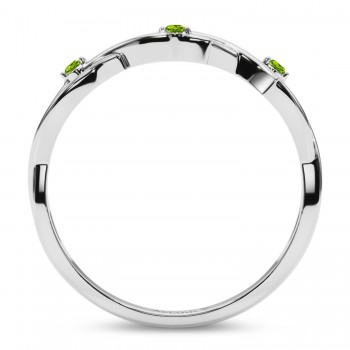 Round Peridot Vine Leaf Ring Wedding Band in Platinum (0.03ct)