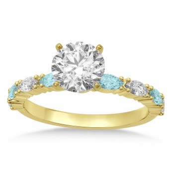 Alternating Diamond & Aquamarine Marquise Engagement Ring 14k Yellow Gold (0.63ct)