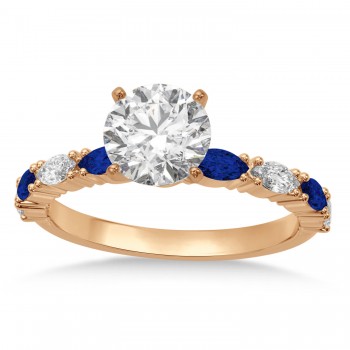 Alternating Diamond & Blue Sapphire Marquise Engagement Ring 14k Rose Gold (0.63ct)