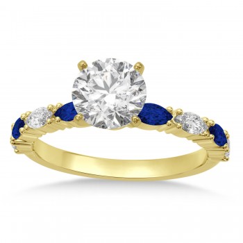 Alternating Diamond & Blue Sapphire Marquise Engagement Ring 14k Yellow Gold (0.63ct)