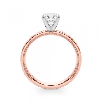 Vintage Style Heart Engagement Ring 14K Rose Gold