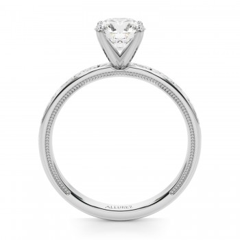 Vintage Style Heart Engagement Ring 18K White Gold