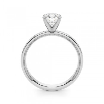 Diamond & Vintage Style Heart Engagement Ring in Platinum