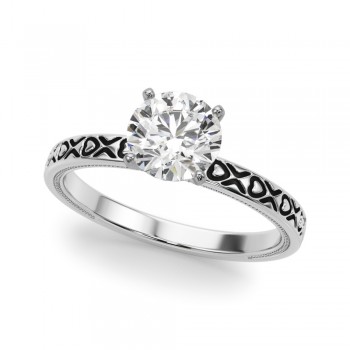 Vintage Style Heart Bridal Set 14K White Gold