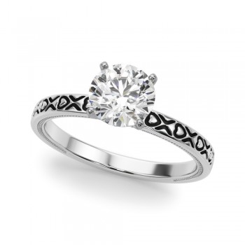 Vintage Style Heart Engraved Bridal Set in Palladium