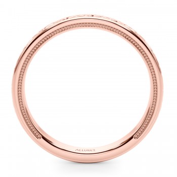 Vintage Style Heart Engraved Wedding Band Ring 14K Rose Gold