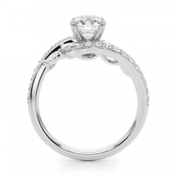 Swirl Design Lab Grown Diamond & Marquise Engagement Ring 14K White Gold (0.63ct)