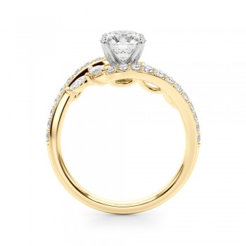 Swirl Design Round Diamond & Marquise Engagement Ring 14K Yellow Gold (0.63ct)