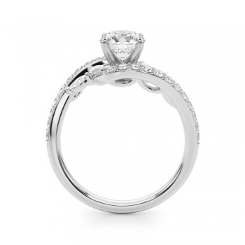 Swirl Design Lab Grown Diamond & Marquise Engagement Ring 18K White Gold (0.63ct)