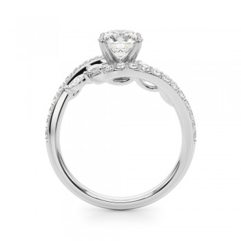 Swirl Design Round Diamond & Marquise Engagement Ring in Palladium (0.63ct)
