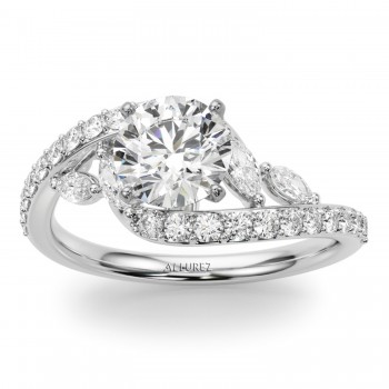 Swirl Design Diamond Engagement Ring in Platinum (0.63ct)