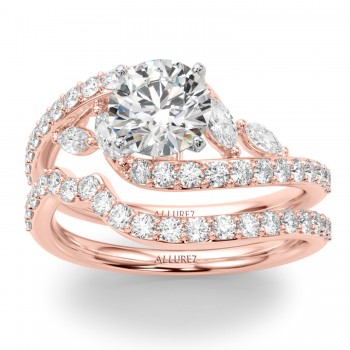 Swirl Design Diamond & Marquise Bridal Set 14K Rose Gold (0.96ct)