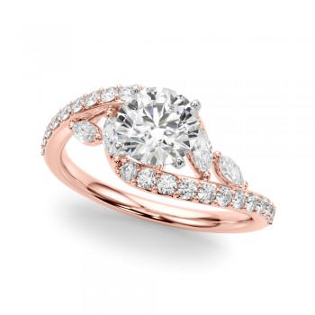 Swirl Design Diamond & Marquise Bridal Set 14K Rose Gold (0.96ct)