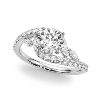 Swirl Design Diamond & Marquise Bridal Set 14K White Gold (0.96ct)