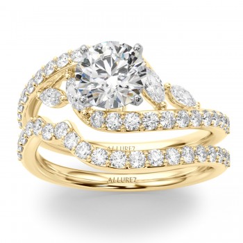 Swirl Design Diamond & Marquise Bridal Set 18K Yellow Gold (0.96ct)