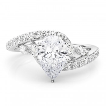 Swirl Design Diamond & Marquise Bridal Set in Palladium (0.96ct)