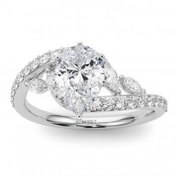 Swirl Design Diamond & Marquise Bridal Set in Platinum (0.96ct)