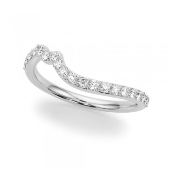 Contoured Diamond Wedding Band Ring 18K White Gold (0.33ct)