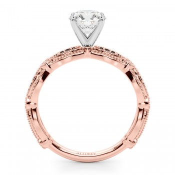 Antique Style Lab Black Lab Grown Diamond Engagement Ring 14K Rose Gold (0.20ct)