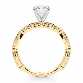 Antique Style Lab Black Lab Grown Diamond Engagement Ring 14K Yellow Gold (0.20ct)
