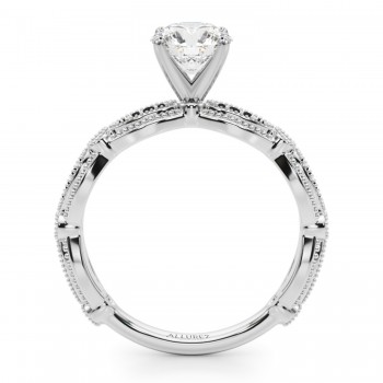 Antique Style Lab Black Lab Grown Diamond Engagement Ring 18K White Gold (0.20ct)