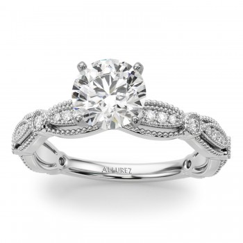 Antique Style Lab Grown Diamond Engagement Ring 18K White Gold (0.20ct)