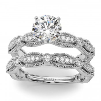 Antique Style Diamond Bridal Set in Palladium (0.40ct)