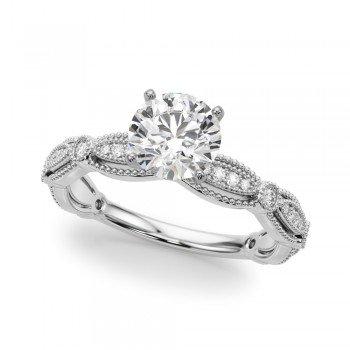 Antique Style Diamond Bridal Ring Set in Platinum (0.40ct)