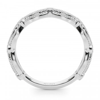 Antique Style Lab Grown Diamond Wedding Ring Band 14K White Gold (0.20ct)