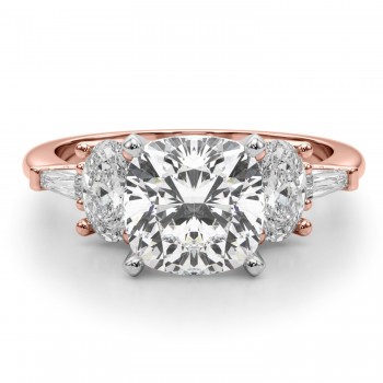 Cushion Cut Lab Grown Diamond Engagement Ring 18K Rose Gold (4.18ct)