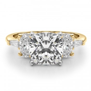 Cushion Cut Lab Grown Diamond Engagement Ring 18K Yellow Gold (4.18ct)