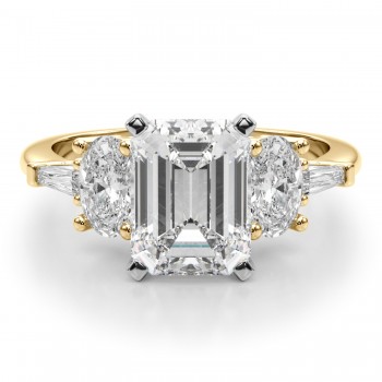 Emerald Cut Lab Grown Diamond Engagement Ring 14K Yellow Gold (4.18ct)