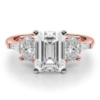 Emerald Cut Lab Grown Diamond Engagement Ring 18K Rose Gold (4.18ct)