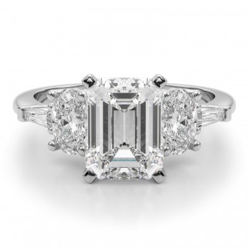 Emerald Cut Lab Grown Diamond Engagement Ring 18K White Gold (4.18ct)
