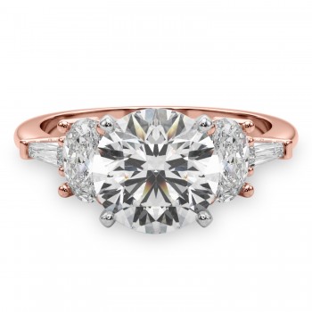 Round Lab Grown Diamond Engagement Ring 14K Rose Gold (4.18ct)
