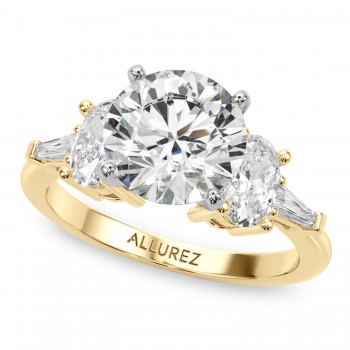 Round Lab Grown Diamond Engagement Ring 18K Yellow Gold (4.18ct)
