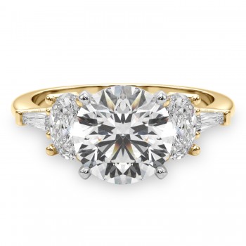Round Lab Grown Diamond Engagement Ring 18K Yellow Gold (4.18ct)