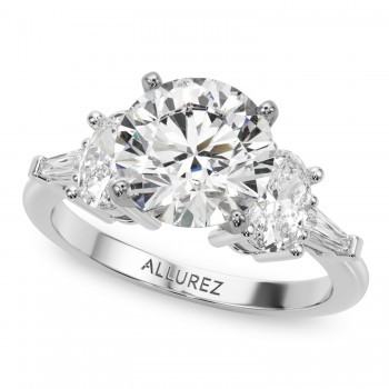 Round Moissanite & Lab Grown Diamond Engagement Ring 14K White Gold (4.18ct)