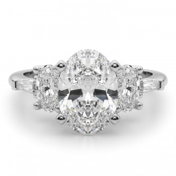 Oval Lab Grown Diamond Engagement Ring 14K White Gold (4.18ct)