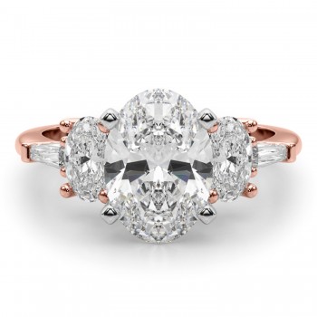 Oval Lab Grown Diamond Engagement Ring 18K Rose Gold (4.18ct)