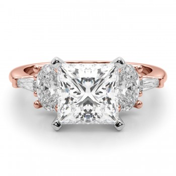 Princess Cut Lab Grown Diamond Engagement Ring 14K Rose Gold (4.18ct)