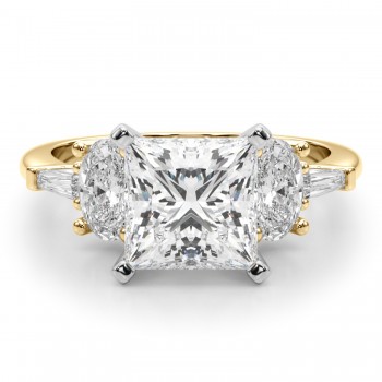 Princess Cut Lab Grown Diamond Engagement Ring 18K Yellow Gold (4.18ct)