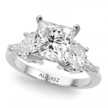 Princess Cut Lab Grown Diamond Engagement Ring in Palladium (4.18ct)