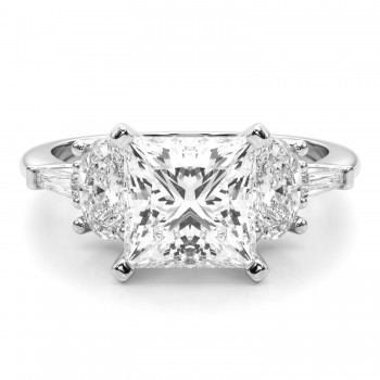 Princess Cut Lab Grown Diamond Engagement Ring in Palladium (4.18ct)
