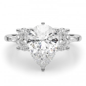 Pear Lab Grown Diamond Engagement Ring 18K White Gold (4.18ct)