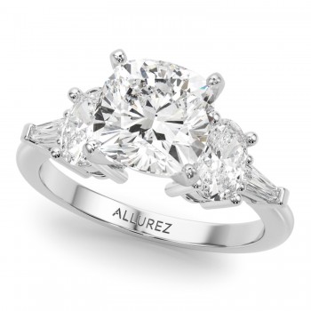 Cushion Moissanite Diamond Engagement Ring Bridal Set in Palladium (4.93ct)